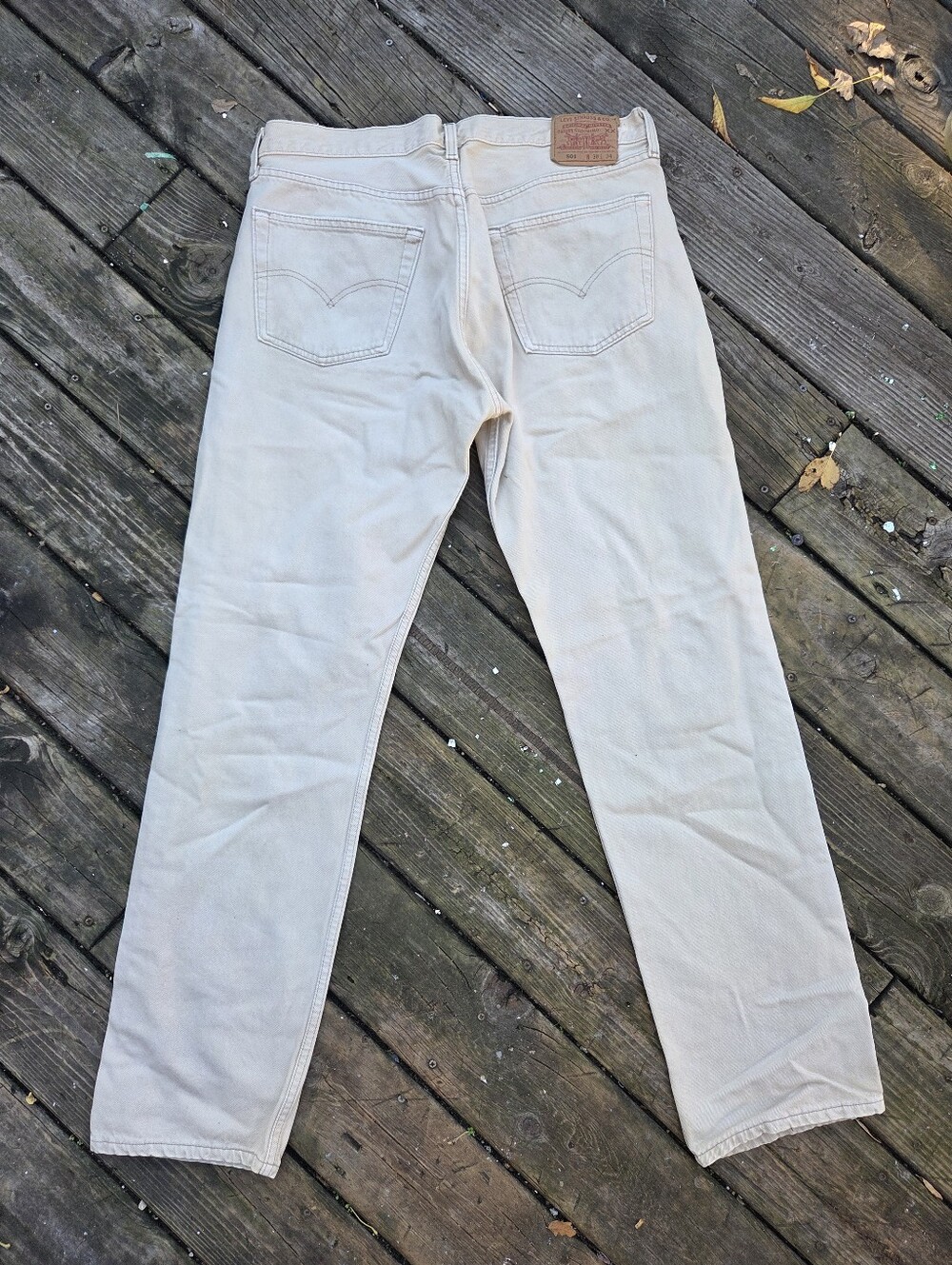 Vintage Levi’s 501 Jeans 1998 Mens 35x33 Made in USA Sand Khaki Beige Denim